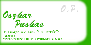 oszkar puskas business card